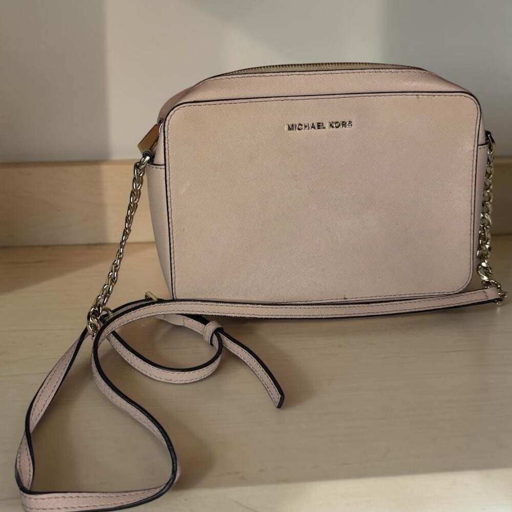 Michael Kors Jet Set Large Saffiano Leather Crossbody Bag, Blush Pink